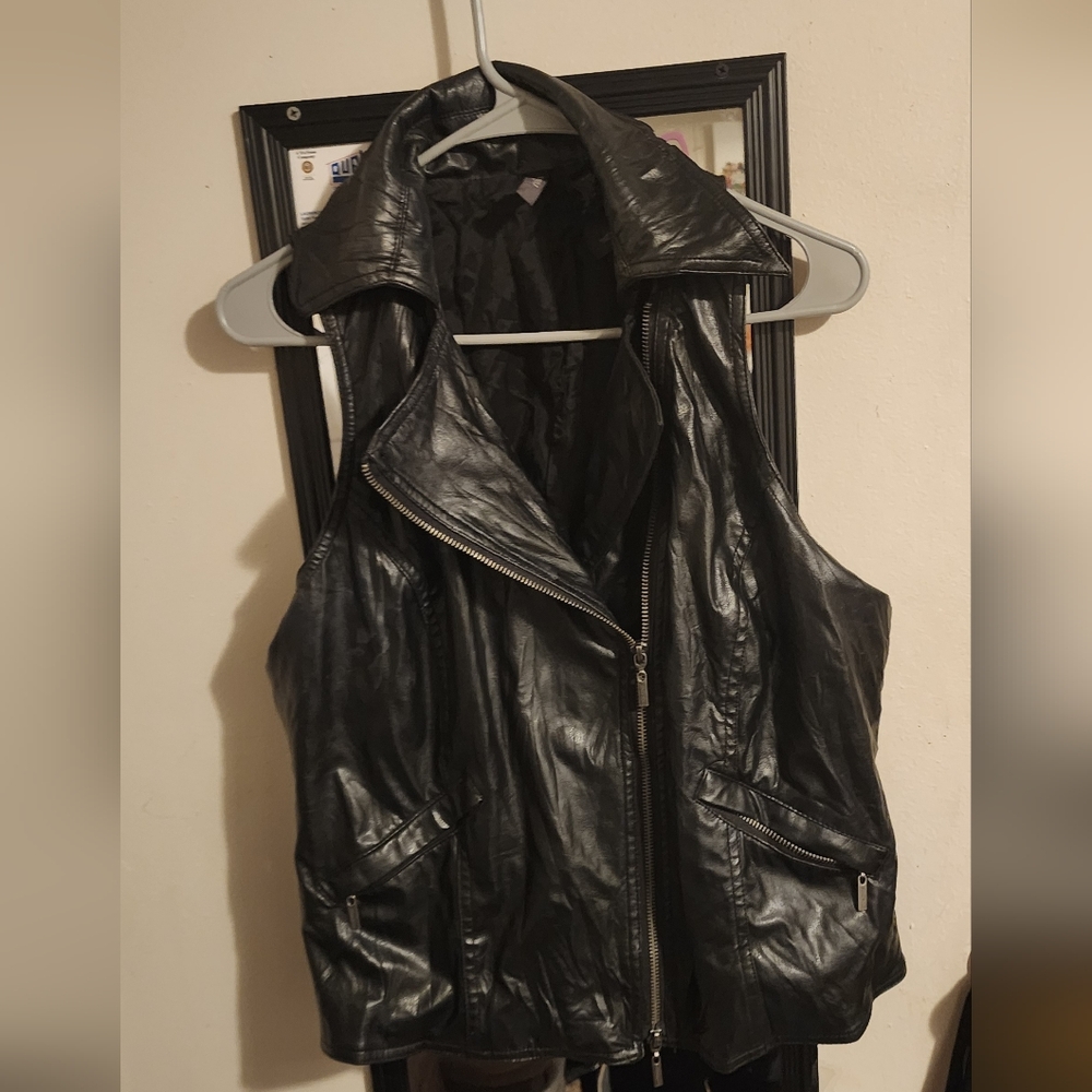Sleek Black Leather Vest for Women